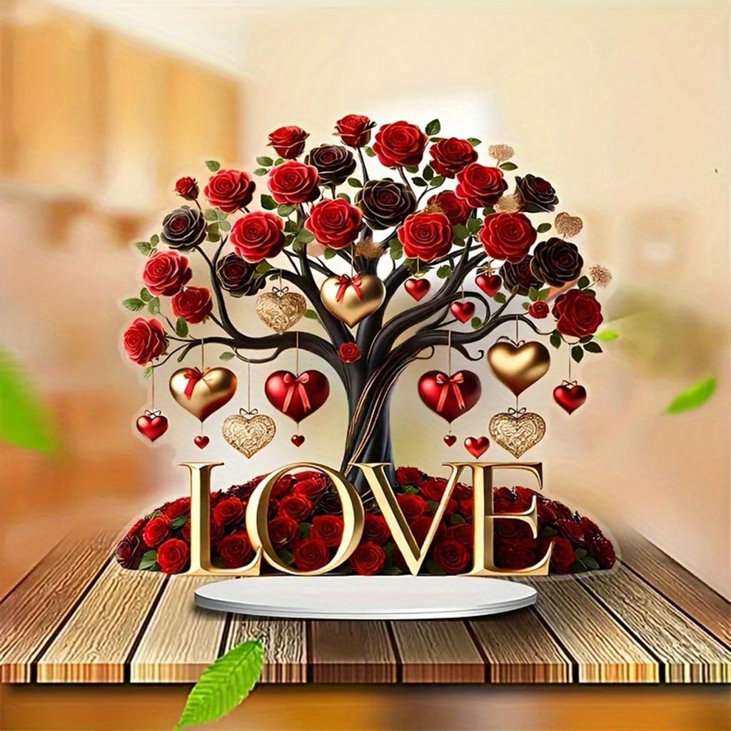 Valentine's Day Acrylic Rose Tree Sunshine Catcher Love Witness Decorative Flowers
