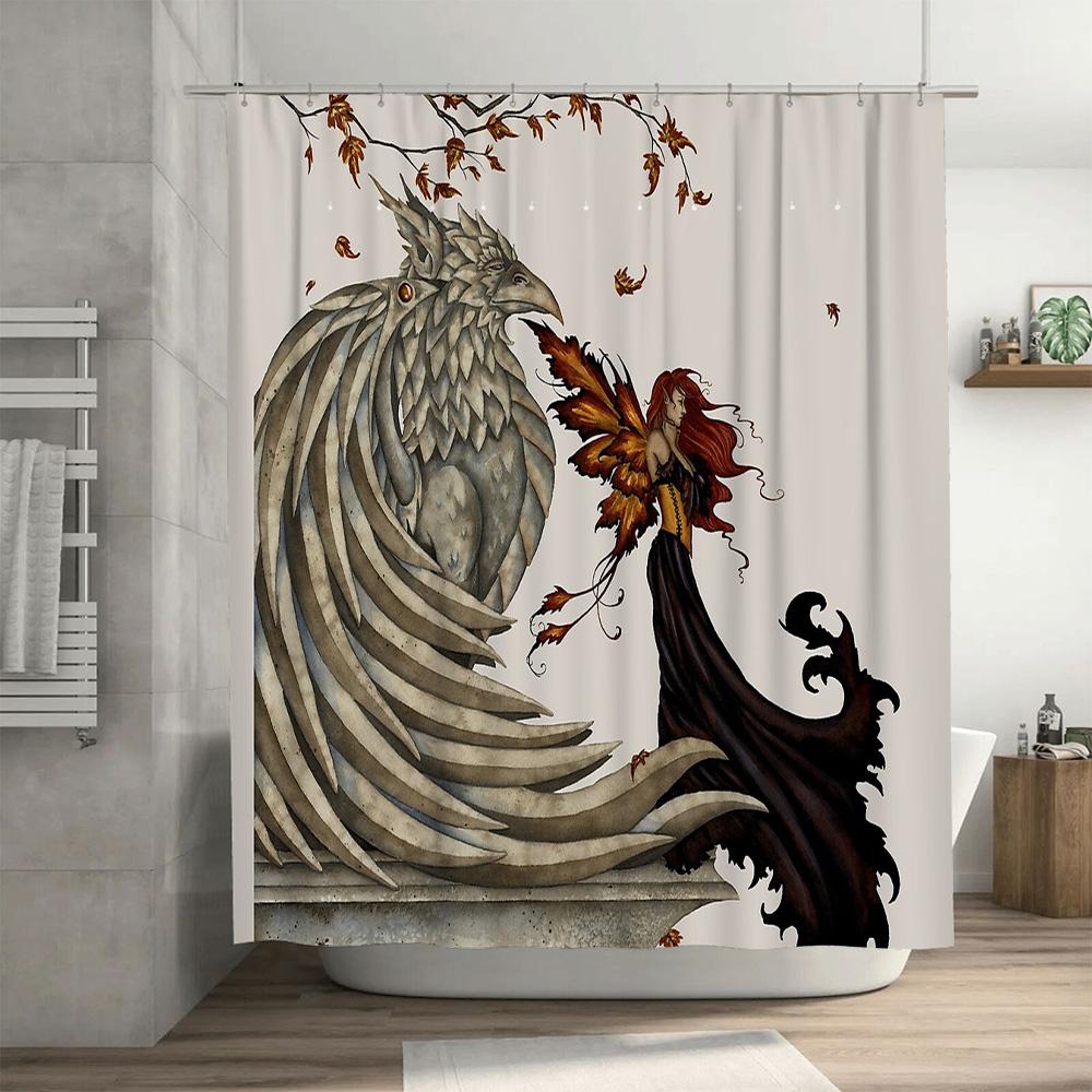 Gothic Fantasy Bath Curtain Dark Forest Witch Spooky Halloween Shower Curtain Macabre Gothic Decor Witchy Room Aesthetic Home De