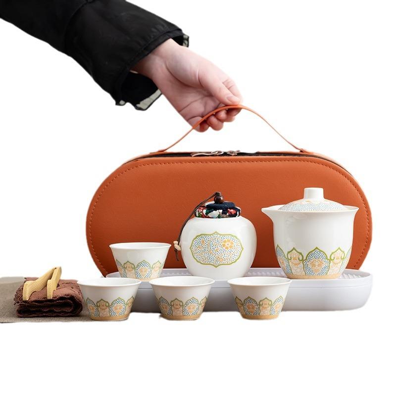 Travel tea set, portable bag, outdoor travel express cup storage, teapot drinking tea, and business gifts