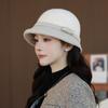 In The Elderly Autumn and Winter Bucket Hat Female British Style Top Hat Warm Woolen Bucket Hat Fashion Basin Hat