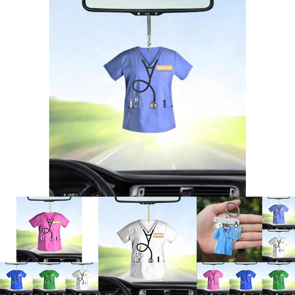 Adorable Nurse Uniform Design Acrylic Car Hanging Ornament Keychain Christmas Gift