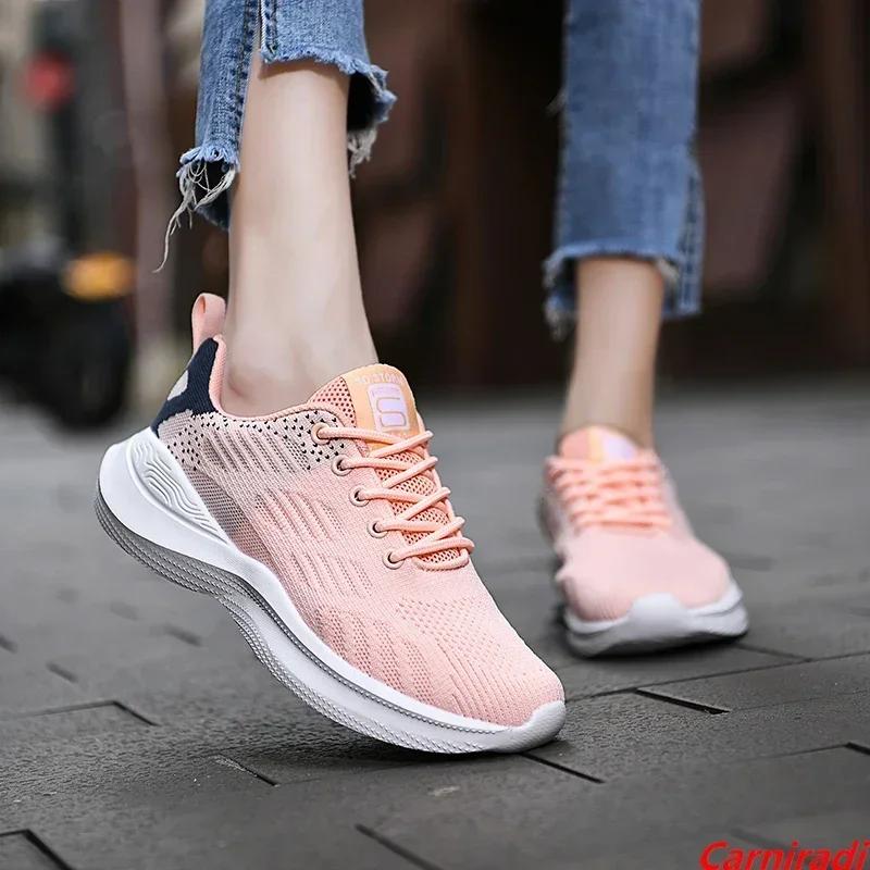 Women Breathable Fashion Casual Running Shoes Autumn High Quality Flying Weave Sneakers Ladies Non-slip Fitness Jogging Shoes