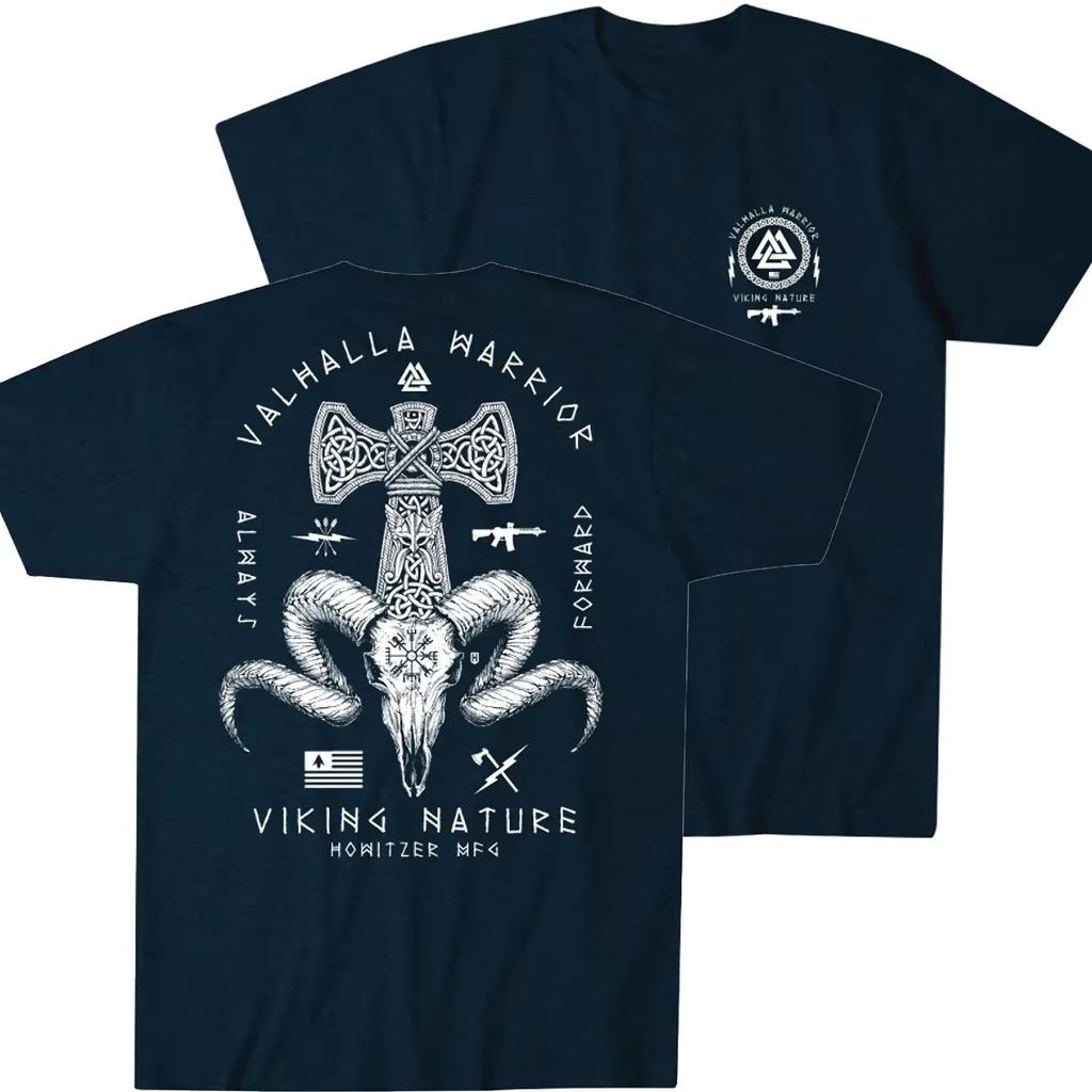 Til Valhalla Warrior Tactical T-Shirt Men Vi King Spirit O-Neck Short Sleeve Cotton Tops Clothing Summer Casual Men‘s T Shirt