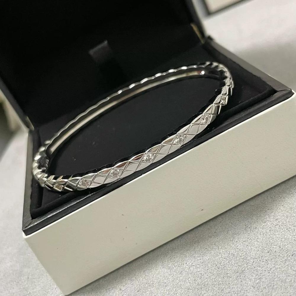 Elegant Diamond Grid Couple Bracelet for Women Simple and Versatile Fashion Jewelry