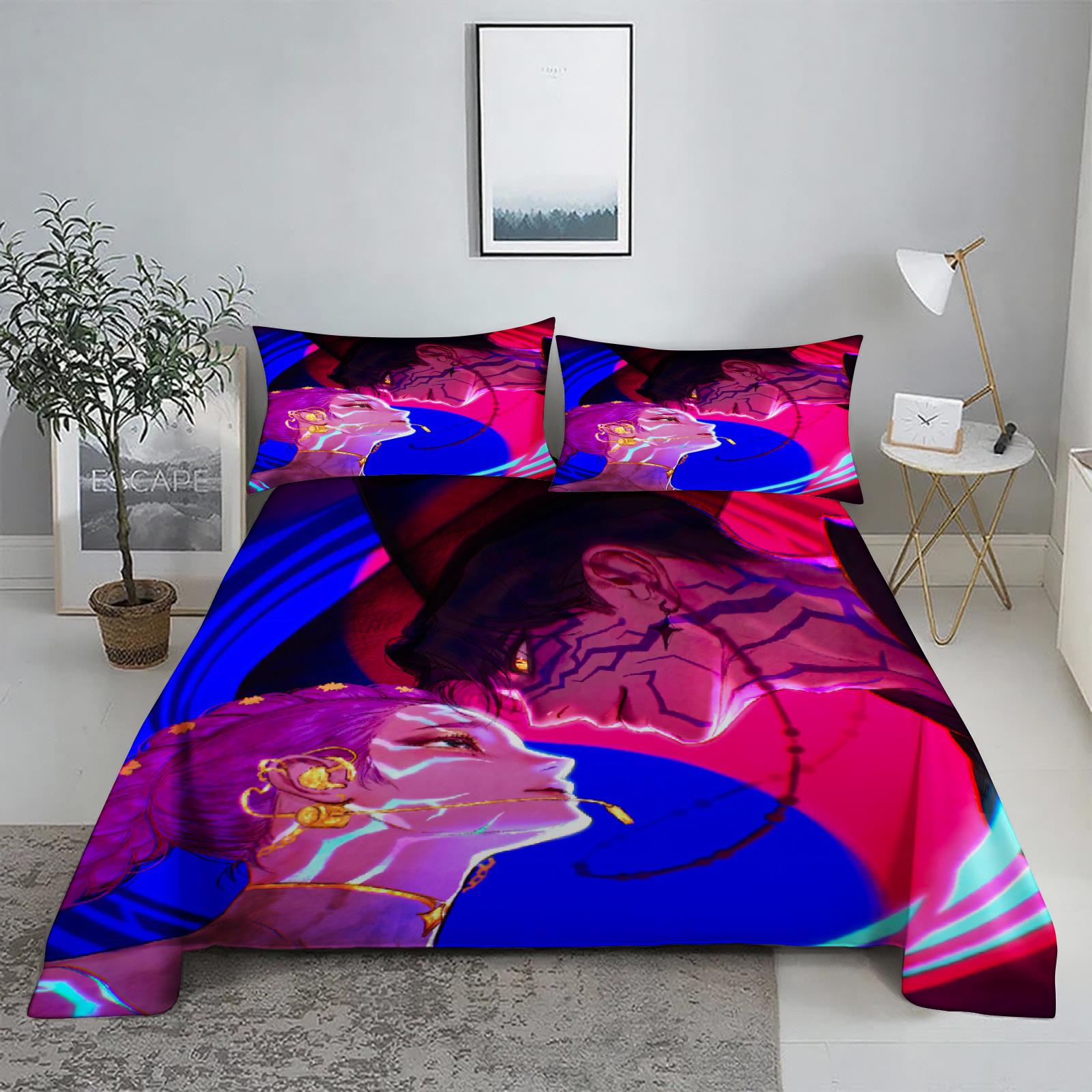 

Villain boy K-Pop D-Demon Hunters 3D Printed Bed Sheet Set with Pillowcase Soft Bedding Kit for Home Decor 110X230cm(2Pcs)