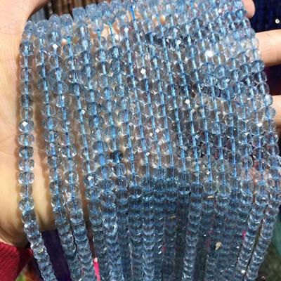 Naturlig blå topas kristall fyrkantig sektion lösa pärlor ädelstensberlocker för halsband armband ankelband sömnad hantverk smycketillbehörstillverkning