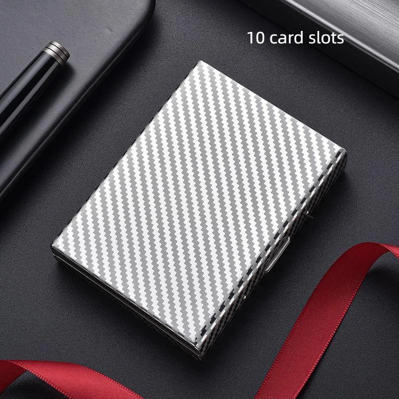 1PZ Portafoglio Uomo in Fibra di Carbonio con Blocco RFID in Metallo Alluminio Sottile Borsa per Soldi Porta Carte di Credito Anti-Scansione Custodia Sottile