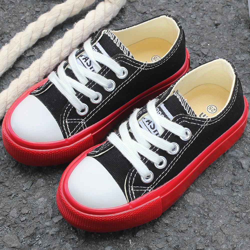9059 Ventilate Solid soft soled children's canvas shoes, boys' and girls' lace up high top fashionable board shoes