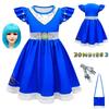 Zombies Kids 3 Cosplay Costume Girls Dress Bag Wig Halloween Outfit Suit Gifts