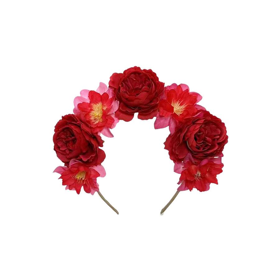 European and American simulated peony flower headbands, super fairy hair accessories, Hawaii beach vacation photo headwear