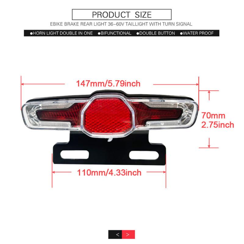 36v48v 3-in-1 Led Rear Light Taillight High Brightness Turn Signal Lamp Warning Light Electric