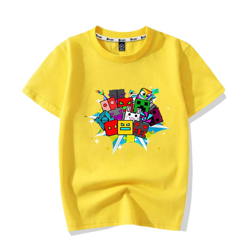 New Personalized Expression Printed Children's Cotton Short Sleeved Summer Boys and Girls Round Neck Cute T-shirt Clothing Gift