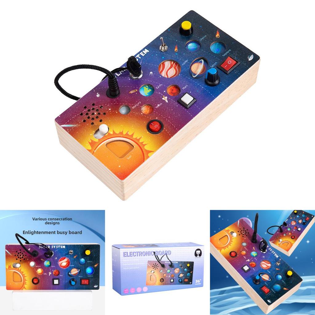 Wooden Solar System Busy Light Circuit Board Educational Toy For Early Learning