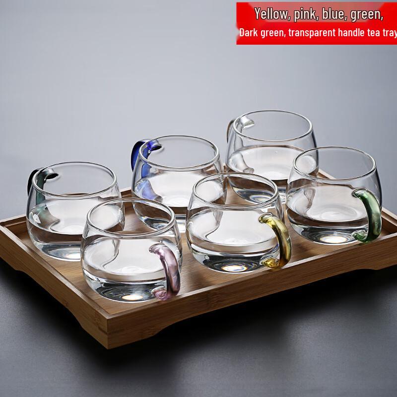 Transparent Glass Teacup Set with Tea Tray
