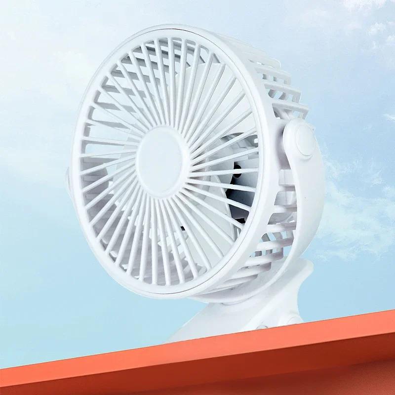 VE USB Rechargeable Table Fan Clip-on Type Portable Mini Desk Fan Hanging Clip Fan Night Light Air Cooler Outdoor Fans