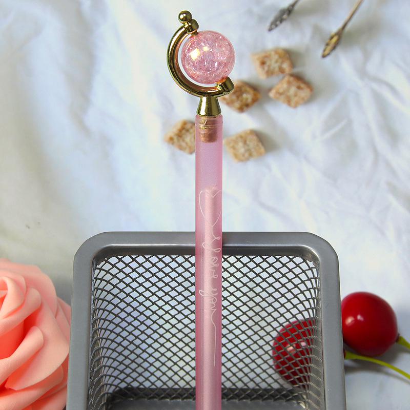 

Crystal Globe Floral Pen: Cute Transparent Neutral Pen for Students & Office Writing 0.5 mm розовый