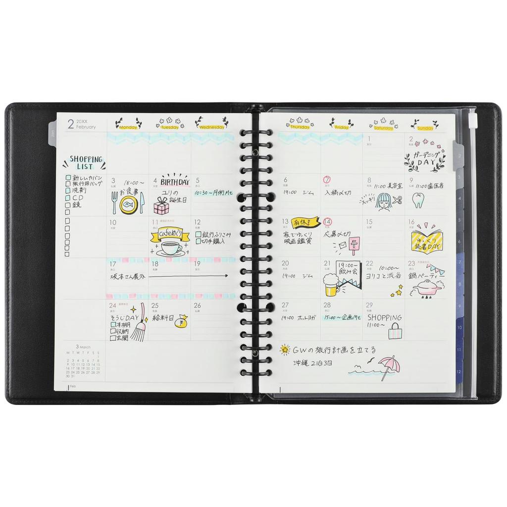 Maruman 2026 Planner, Jiulis Monthly, 20-Hole, A5, Deep Brown, FD290-26-27, Starts January 2026