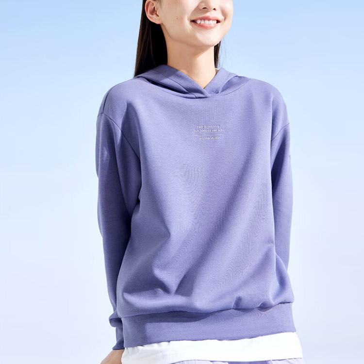 Anta Training Series Letter Print Knitted Pullover Sweatshirt Women Tops Moran-Purple 162337714-2
