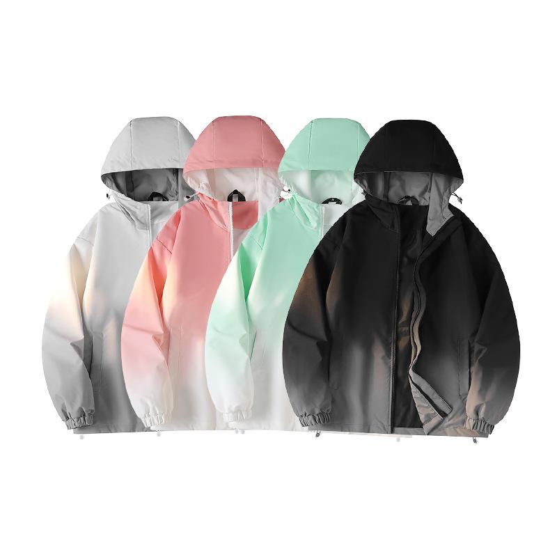 New Spring American Retro Gradient Loose Hooded Casual Jacket Men's Fashionable Jacket