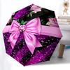 1pc Floral Bow Print Automatic Umbrella - 8-Rib Durable Frame, Portable Fashion Accessory & Holiday Gift Yy251117166