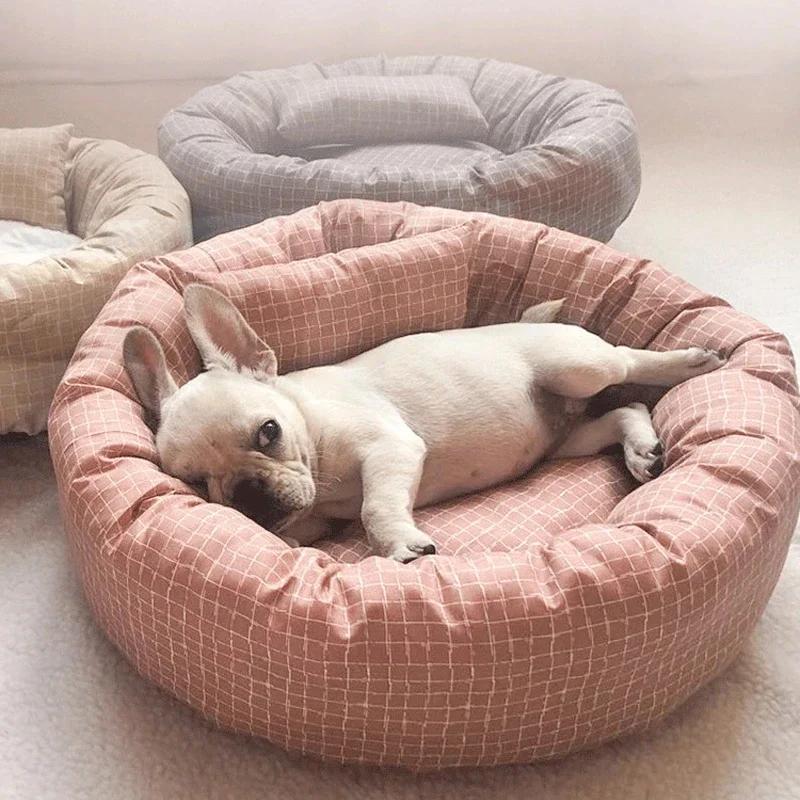 OUZEY Round Pet Cat Bed Comfortable Sleeping Dog Bed Soft Warm Pet Sofa Bed Washable Puppy Kitten Cushion Blankets Pet Products
