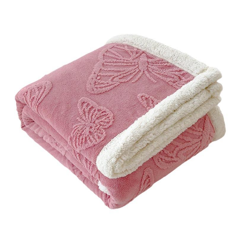 Plush Lambswool Butterfly Flower Multifunction Blanket