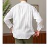 Men Linen Blend Mandarin Collar Long Sleeve Shirt Casual Breathable Lightweight Spring Autumn Shirt