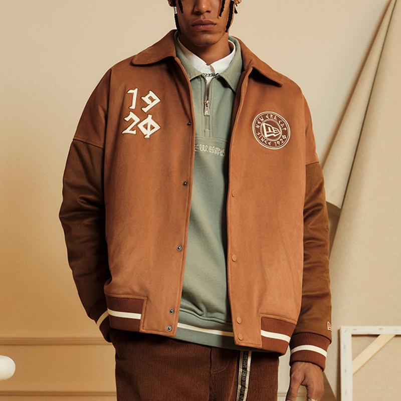 New Era FW23 Ancient Civilization Reimagined Series Vintage Thickened Warm Embroidered Loose Collar Cotton Jacket Unisex jackets Khaki 14112241