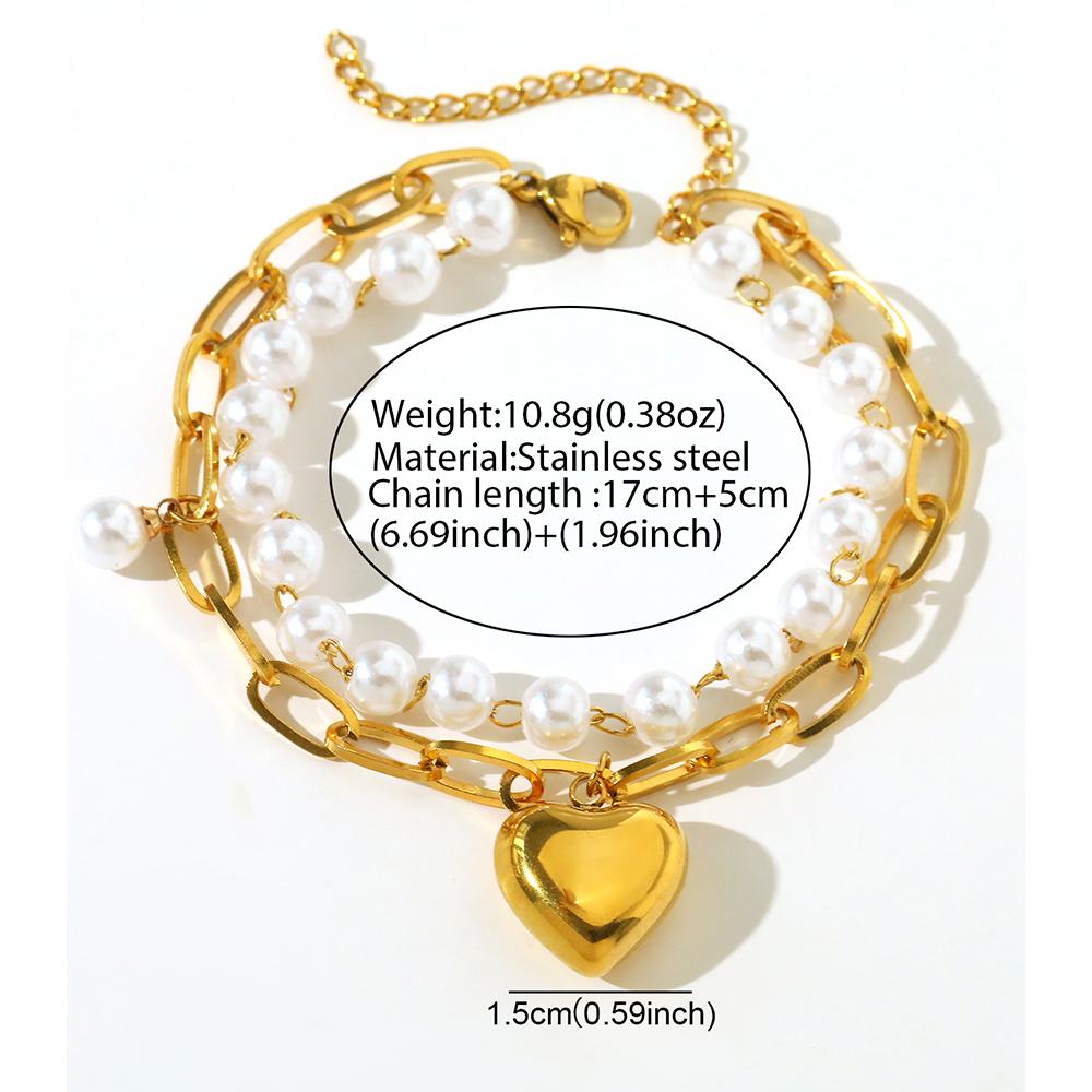 Stainless Steel Bracelets Elegant Light Luxury Exquisite Hanging Peach Heart Zircon Bracelets For Women Zircon High-end Banquet