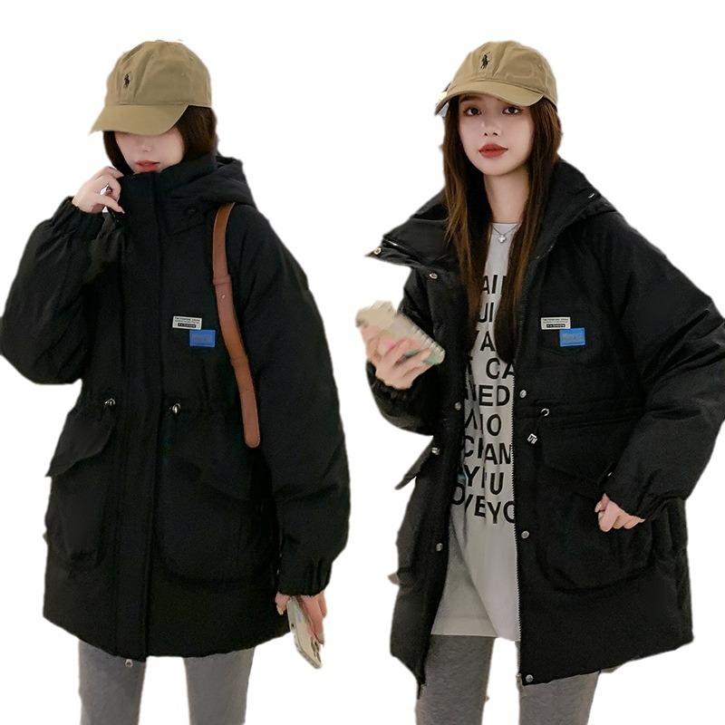 2025 New Down Cotton Jacket Women's Mid-length Plus-size Korean Loose Cotton Jacket Fashionable Slimming Thickened Padded Jacket Jacket