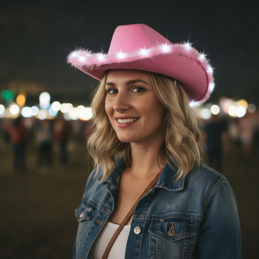 Mit LED-Licht LED-Cowboyhut Unifarbene Kostümhut Westliche Veranstaltungen Themenveranstaltungen Konzerte