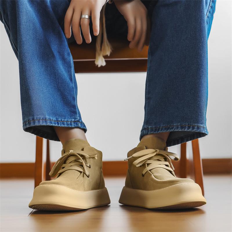 Men's Suede Leather High-Top Velvet Martin Boots - Lace-Up Thick-Soled Casual Shoes for Autumn/Winter