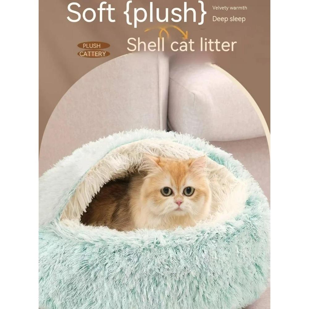 Cat Bed for Indoor Cats, Round Cat Nest Bed, Warm Soft Cat Cave Bed, Winter Self Warming Cat Bed, Small Puppy Pet Sleeping Bed