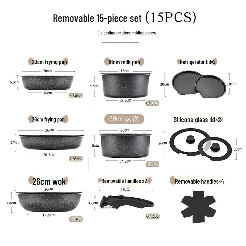 Multi-Functional Ceramic Non-Stick Cookware Set: Detachable Wok, Frying Pan, and Soup Pot