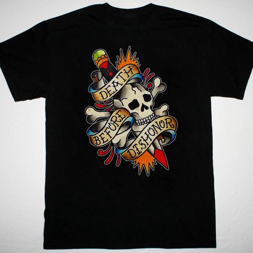 Черная Унисекс Футболка с Черепом  Смерть Прежде Чести  от S до 5XL Унисекс Футболка XXL
