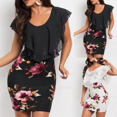 Sexy Womens Sleeveless Floral Printed Holiday Party Short  Dress