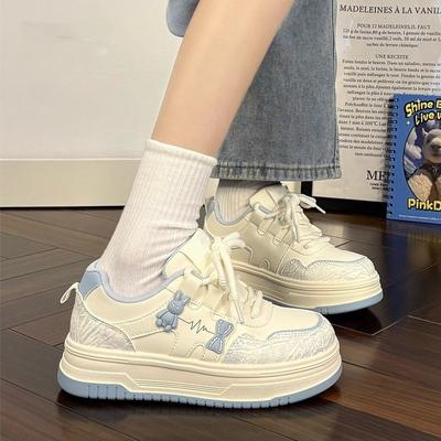 Sky Blue Board Shoes Spring and Autumn 22 New Heart Bear High Value Student Thick Sole