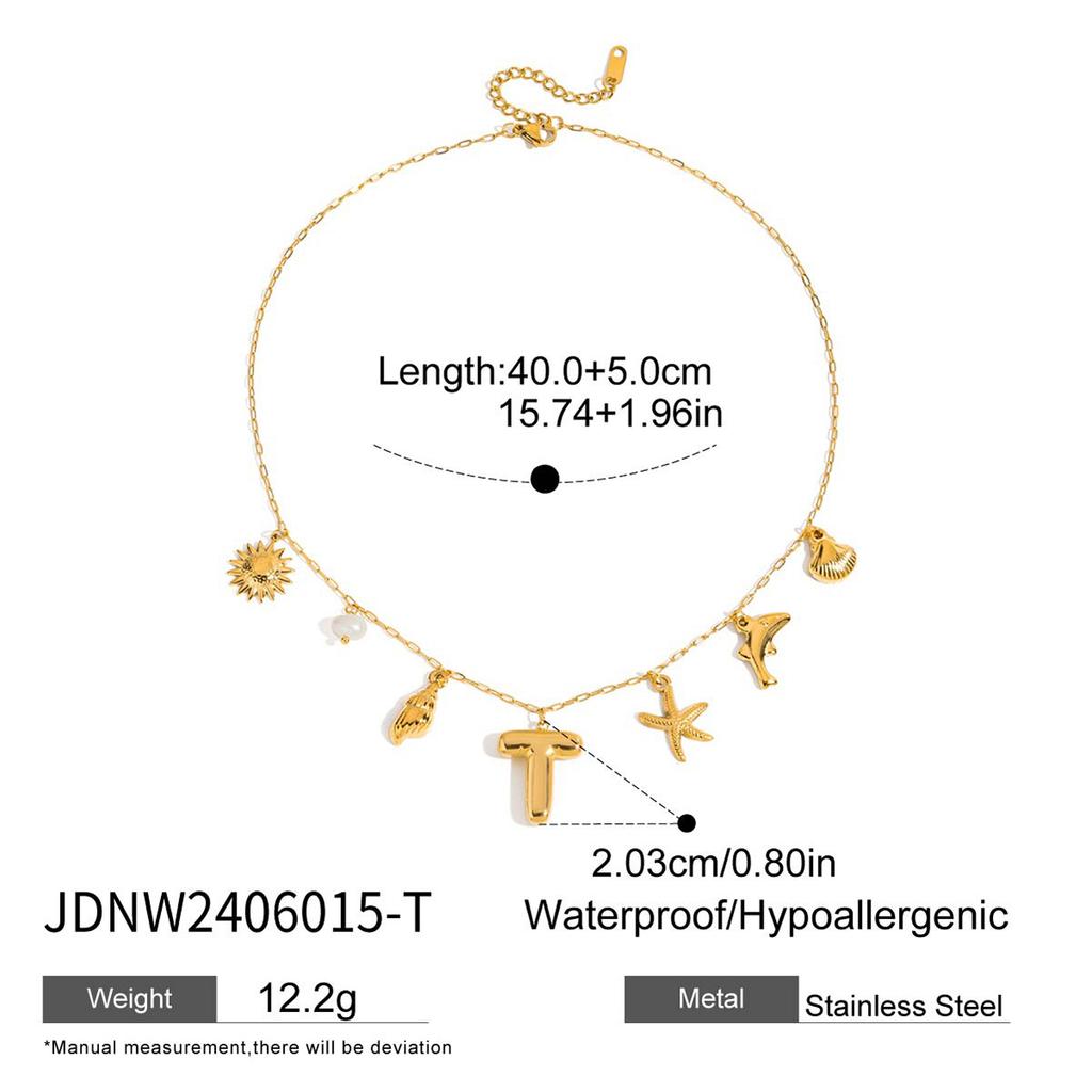 Letter Starfish Shell Freshwater Pearl Necklace Niche Design Sense Collarbone Chain Jewelry