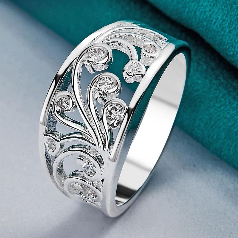 

Популярное и модное серебряное кольцо, дизайн с узором из циркона, изысканные женские ювелирные аксессуары 7