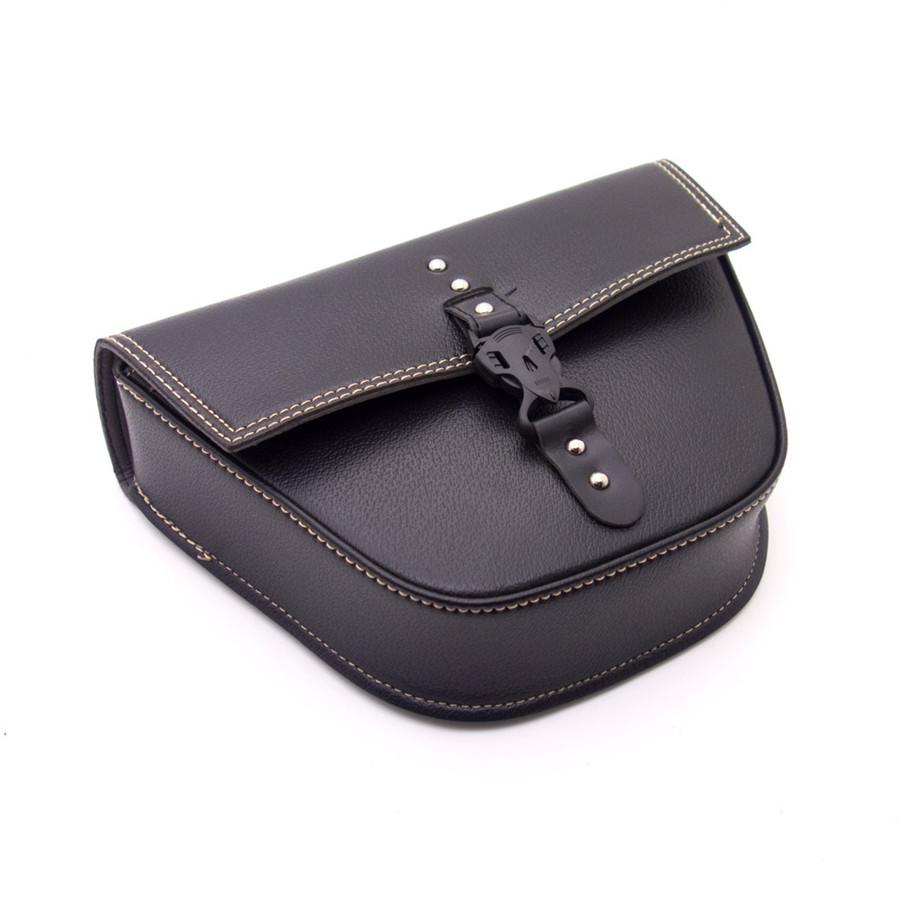 Black Synthetic Leather Motorcycle Side Saddle Bag Luggage For Cafe Racer Custom