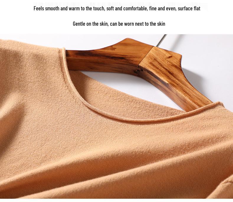Autumn/Winter Women's Wool Sweater: Round & V-Neck, Rolled Edge, Long Sleeve, Thin Knit Top