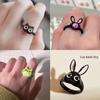 "Funny Black Cat Cartoon Ring - Big Eyes, Cute Gift for Girlfriends & Couples"