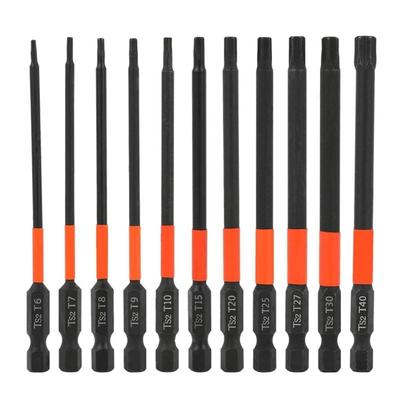 11PCS Security Star Screwdriver Bits Set for Screwdrivers 100mm Screwdriver Bits T 10-T40 Steel