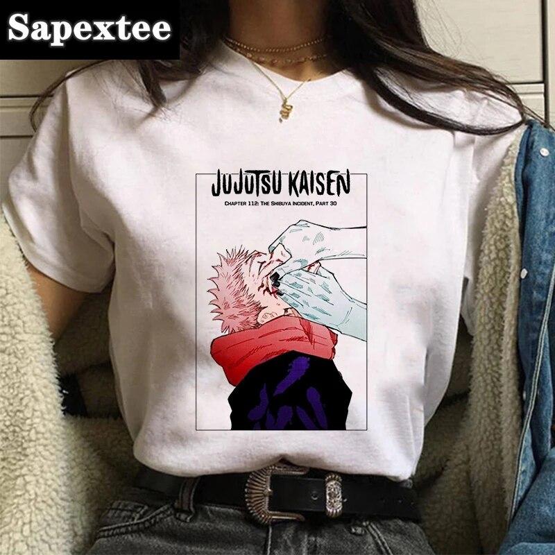 Jujutsu Kaisen T-Shirt Neue japanische Anime Unisex Kawaii Sommer Tops Yuji Itadori Graphic Tees Ulzzang Lose Cartoon Unisex Unisex T-Shirt