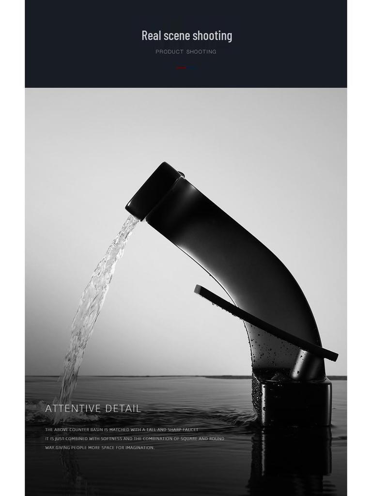 Rubinetto Ottone a Cascata Dorata – Lavabo Lusso a Foro Singolo