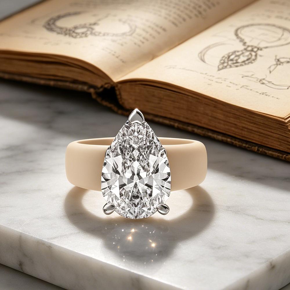 Ladies' Luxury Tears CZ Single Ring, Silicone Cubic Zirconia Engagement Ring, Bridal Jewelry Gift