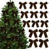 12Pcs Christmas Bow Red Gold Mini Xmas Tree Velvet Bowknot For Home Decoration Wedding Decor Navidad New Year Party DIY