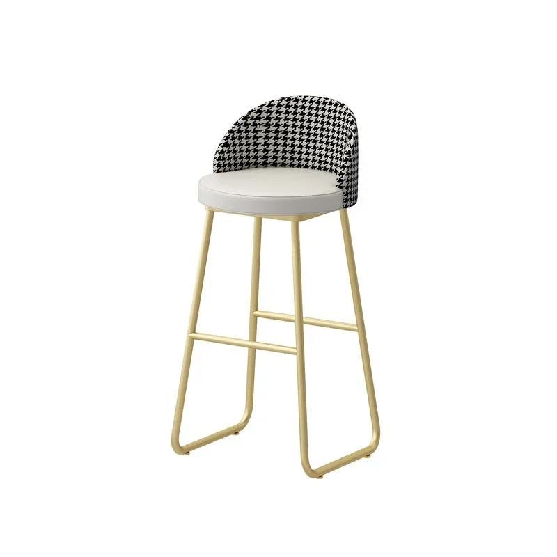 Nordic 65cm Leather Bar Stool – INS Luxury Design with Gold Legs, Backrest, Ideal for Kitchen & Home Bar