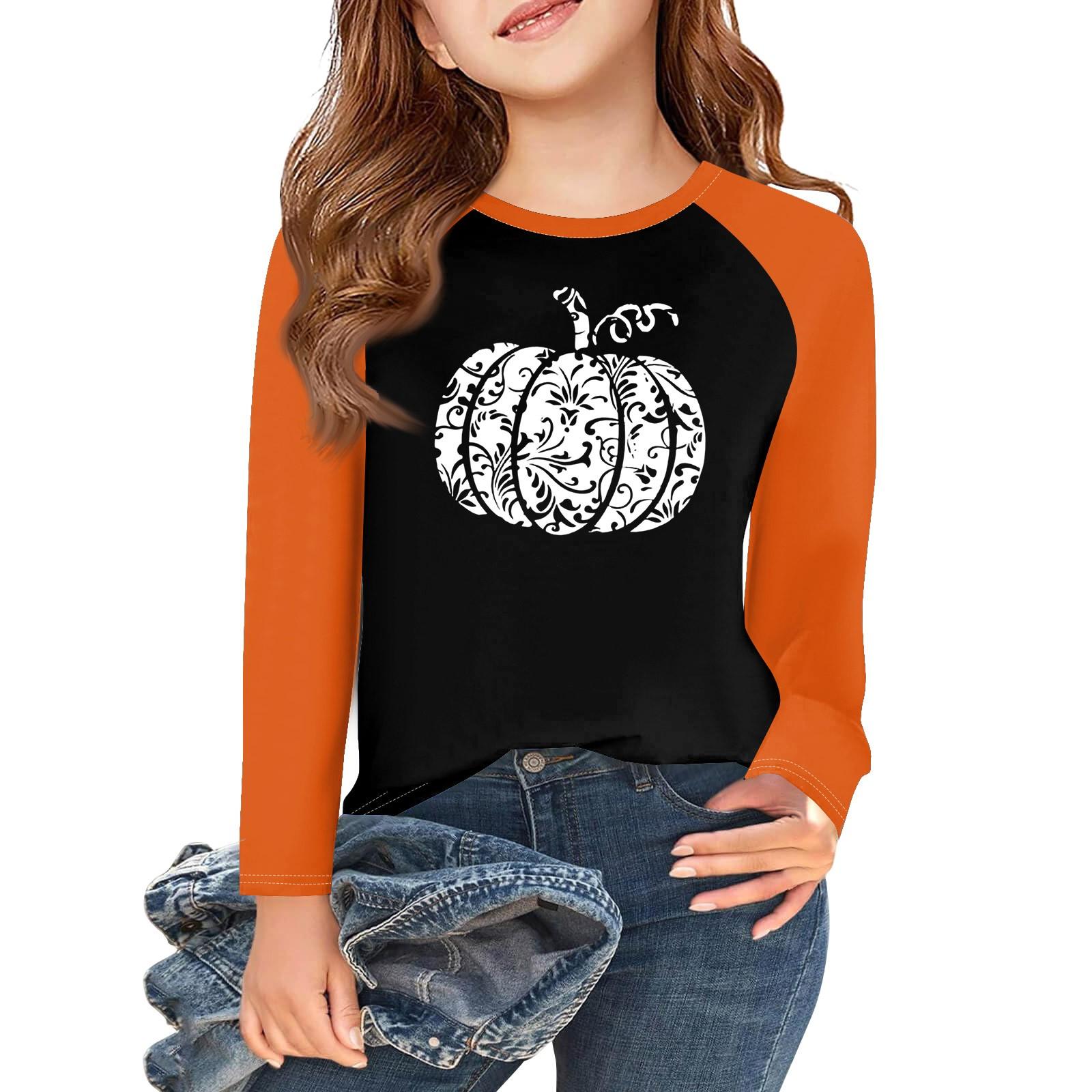 

Girls Long Sleeve Halloween Day T Shirts Kids Fall Tops Crewneck Basic Tees 5-14Y 120 белый