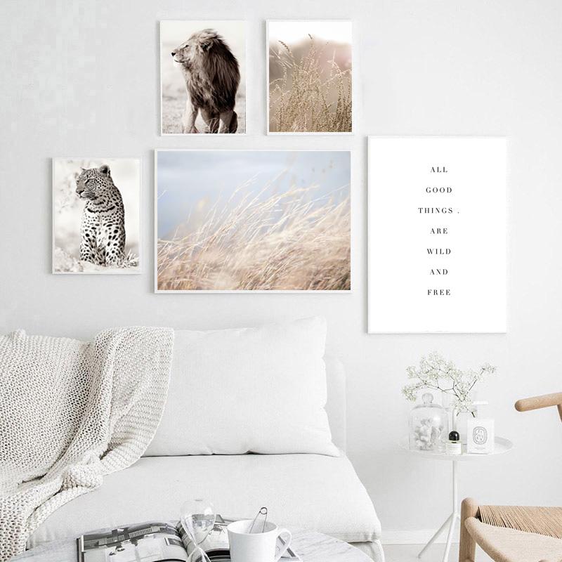 Pastoral Nature Scenery Plants Canvas Paintings Nordic Animal Reed Quotes Posters Modern Print Pictures for Wall Art Home Decor